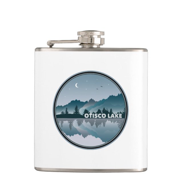 Otisco Lake New York Reflection Hip Flask (Front)
