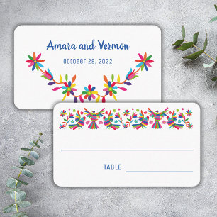 Otomi, colorfull otomi, birds and flowers place card