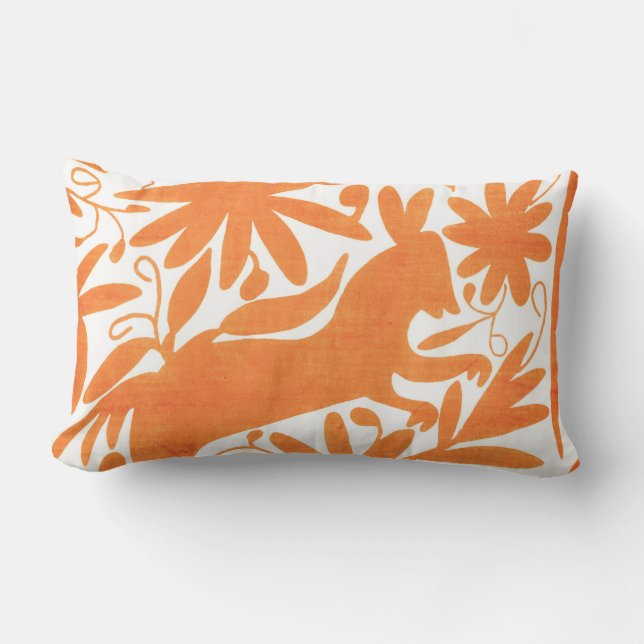 Otomi donkey, Hermes Orange Lumbar Cushion (Front)