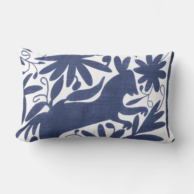 Otomi donkey, Navy Lumbar Cushion (Front)