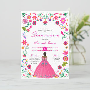 Otomi Embroidery Princess Quinceañera Invitation