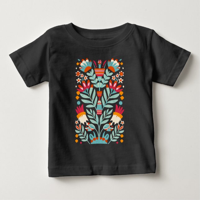 Otomi Flower Pattern Mexican Floral Art Baby T-Shirt (Front)