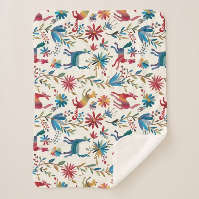 Otomi Inspired Design Sherpa Blanket (Front)