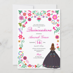 Otomi Mexican Embroidery Quinceañera Invitation