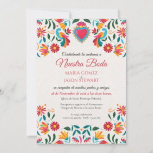 Otomi Tenangos Floral Colourful Spanish Wedding Invitation