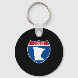 Otsego Minnesota Map Highway Interstate Sign Souve Key Ring