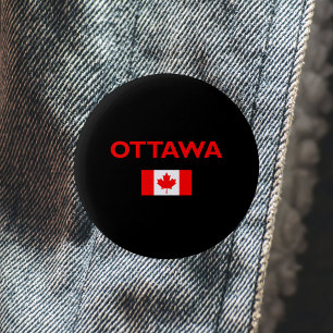 Ottawa Canada Canadian Flag Dark Colour 6 Cm Round Badge