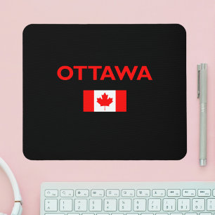 Ottawa Canada Canadian Flag Dark Colour Mouse Pad