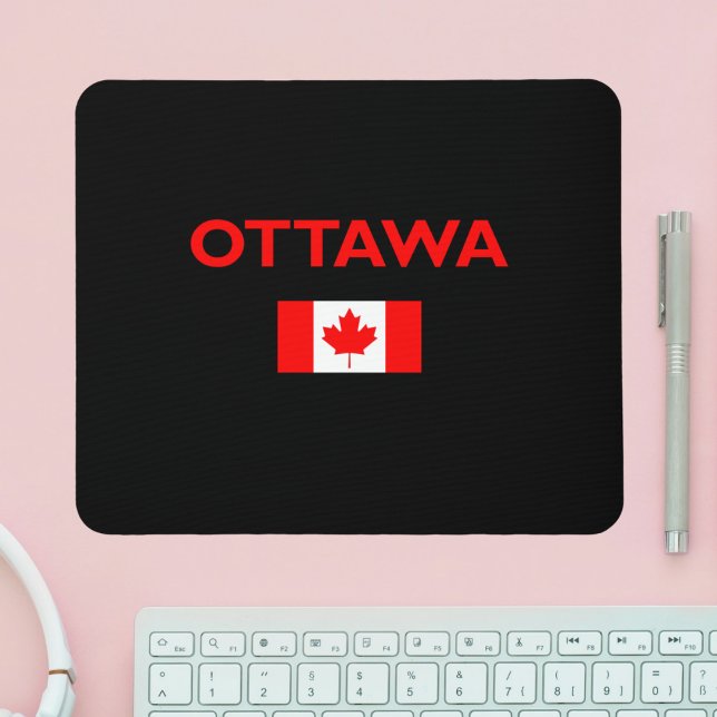 Ottawa Canada Canadian Flag Dark Colour Mouse Pad (Creator Uploaded)