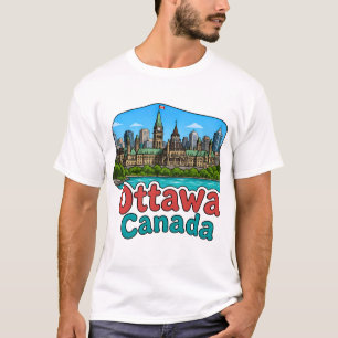 Ottawa Canada Cute Skyline Maple Leaf Pride T-Shirt