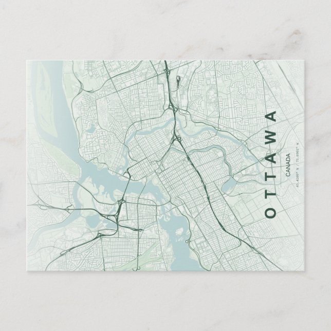 Ottawa Canada Map Minimal Postcard (Front)