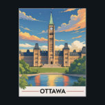 Ottawa Canada Parliament Building, City Skyline Holiday Postcard<br><div class="desc">Capture the charm of Canada’s capital with this beautifully illustrated Ottawa travel postcard. Featuring the iconic Parliament Hill under a vivid sunset sky, this design blends historical architecture with artistic flair. Perfect for sending a greeting, collecting travel memories, or gifting to Canada lovers. Add a stylish piece of Canadian heritage...</div>