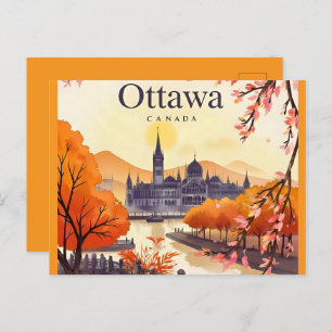 Ottawa Canada Parliament Building, City Skyline Postcard
