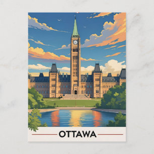 Ottawa Canada Parliament Building, City Skyline Postcard