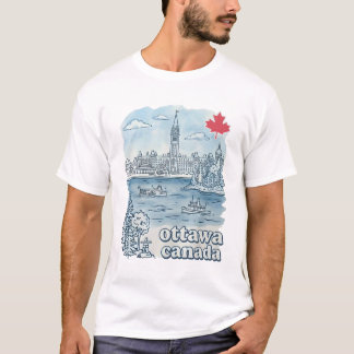 Ottawa Canada Simple Blue Skyline Cute Cityscape T-Shirt