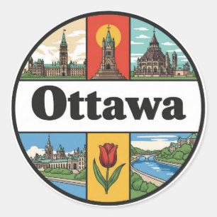 Ottawa Canada Travel Classic Round Sticker