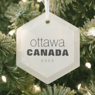 Ottawa Ontario Canada Travel Keepsake Souvenir Glass Tree Decoration
