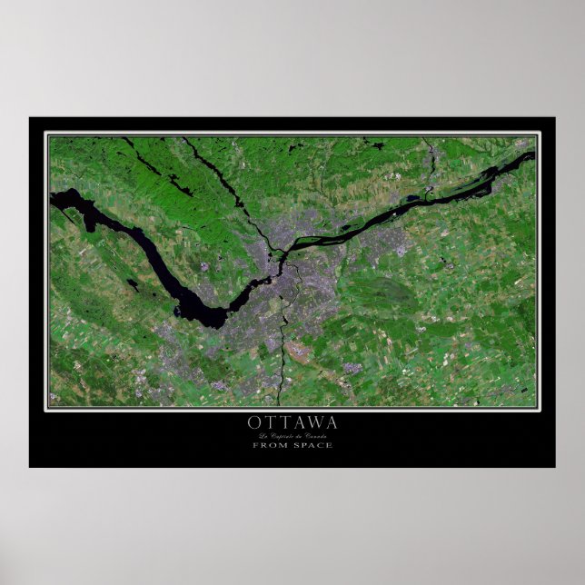 Ottawa Ontario Satellite Poster Map (Front)
