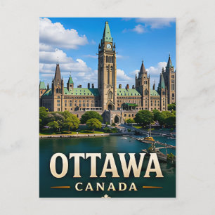 Ottawa Parliament Hill and Canadian Heritage Postcard
