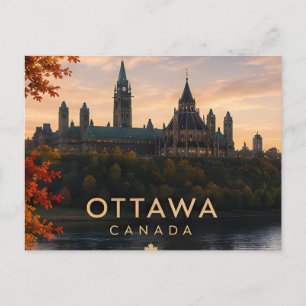 Ottawa Parliament Hill Rideau Canal Travel Postcard