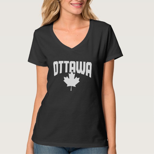 Ottawa Quebec Canada Maple Leaf Red Canadian Flag  T-Shirt (Front)
