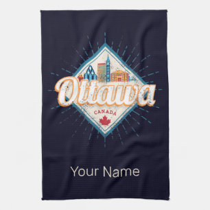 Ottawa Skyline Ontario Retro Canada Vintage Tea Towel