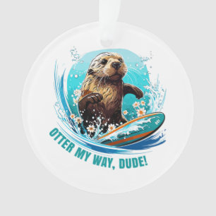 Otter 841 Surfing Otter She Steals Surfboards Otte Ornament