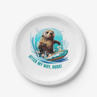 Otter 841 Surfing Otter She Steals Surfboards Otte Paper Plate