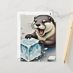 Otter and Ice Postcard