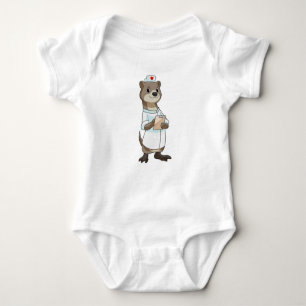 Otter as Nurse with Heart Baby Bodysuit