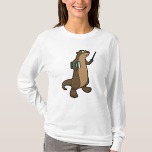 Otter as Teacher with Book & Pointer T-Shirt