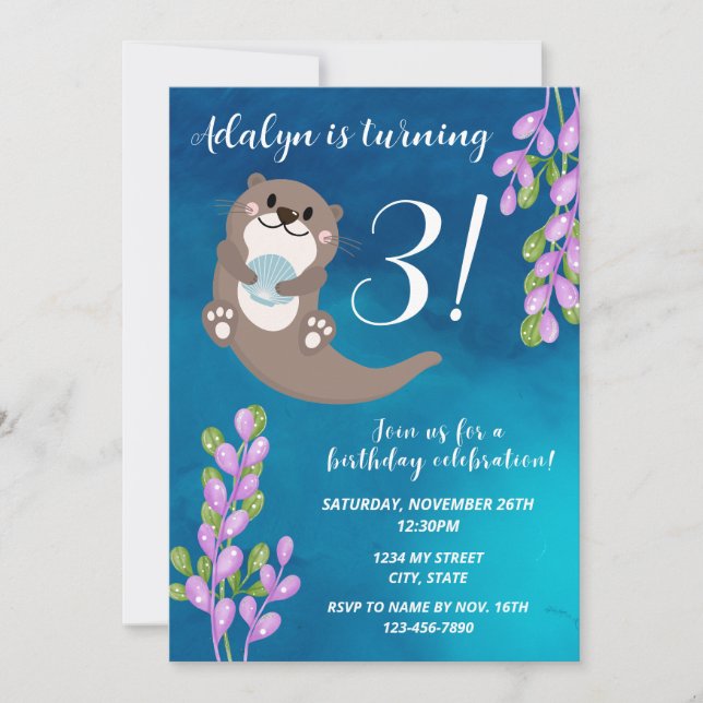 Otter Birthday Invitation (Front)