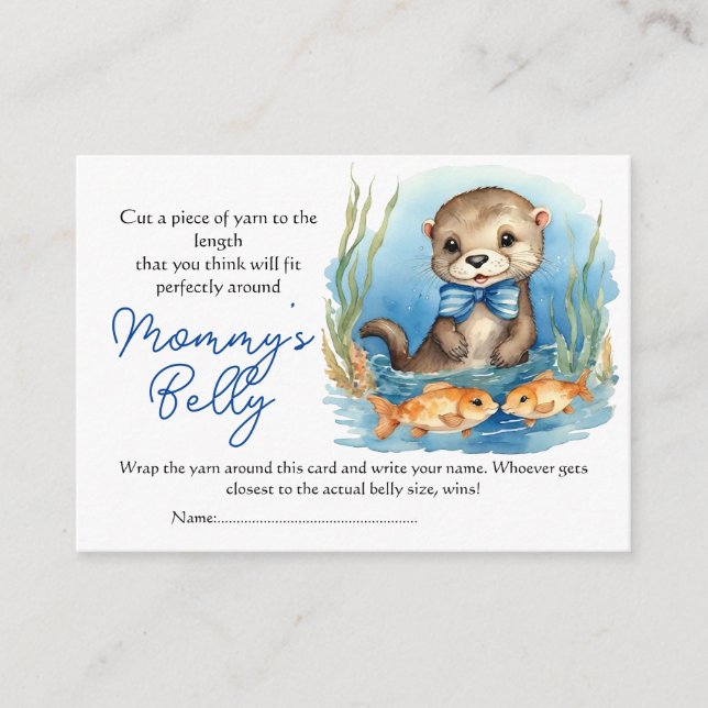 Otter Boy Baby Bump Game Guess Mum's Belly Size Enclosure Card (Front)