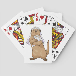 Otter Bride Flower Wedding Playing Cards