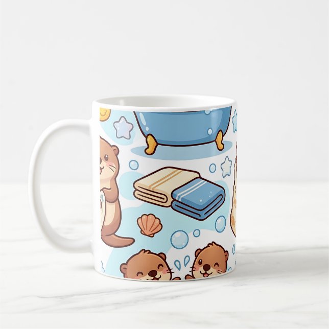Otter Bubble Bath Mug – Cute Cosy Pattern (Left)