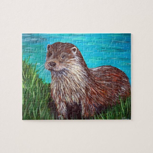 Otter by a River Painting Jigsaw Puzzle (Horizontal)