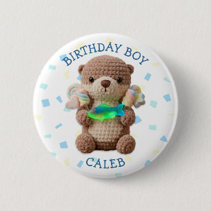 Otter & Candy Themed Birthday Boy Personalised 6 Cm Round Badge