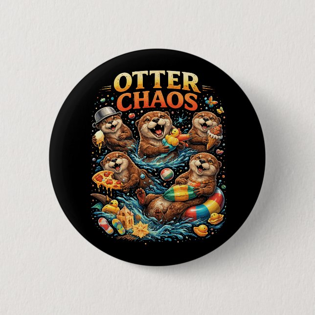 Otter Chaos 6 Cm Round Badge (Front)