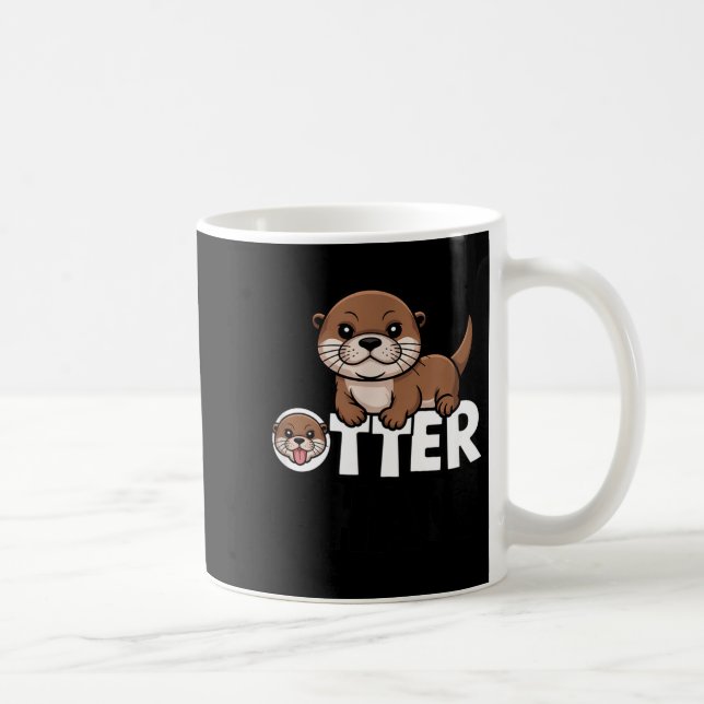 Otter Chaos Funny Animal Lover Cute Pun Sayings Qu Coffee Mug (Right)