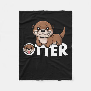 Otter Chaos Funny Animal Lover Cute Pun Sayings Qu Fleece Blanket
