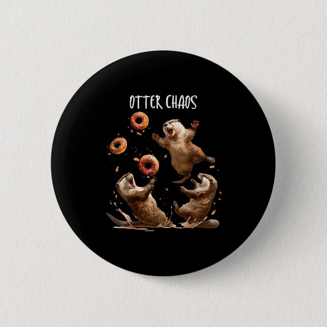 Otter Chaos Funny Bagel Fighting Sea Otters Pun An 6 Cm Round Badge (Front)