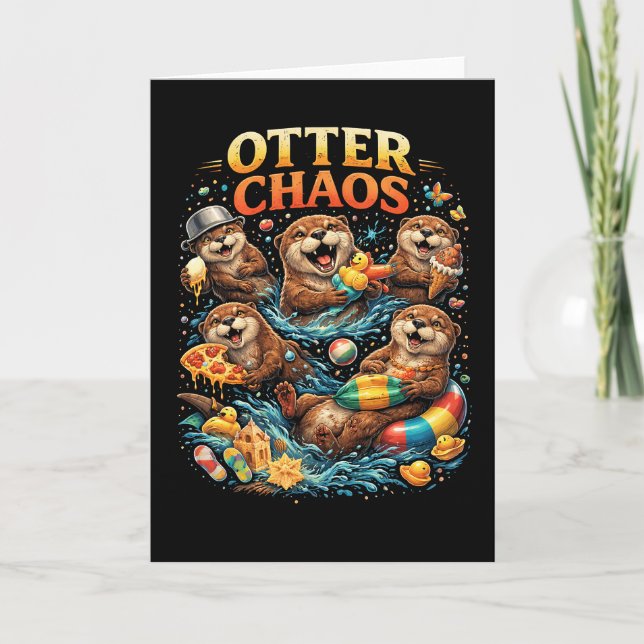 Otter Chaos Holiday Card (Front)