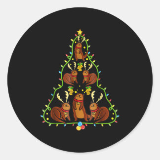 Otter Christmas Free  Xmas Otter Lovers Classic Round Sticker