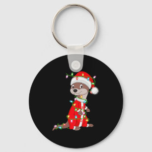 Otter Christmas Lights Santa Costume Cute Animal X Key Ring