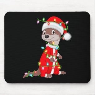 Otter Christmas Lights Santa Costume Cute Animal X Mouse Pad