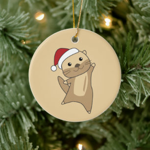 Otter Christmas Snow Winter Animals Otter Ceramic  Tree Decoration
