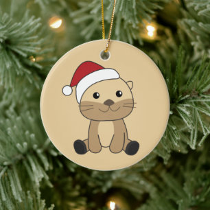 Otter Christmas Snow Winter Animals Otter Ceramic  Tree Decoration