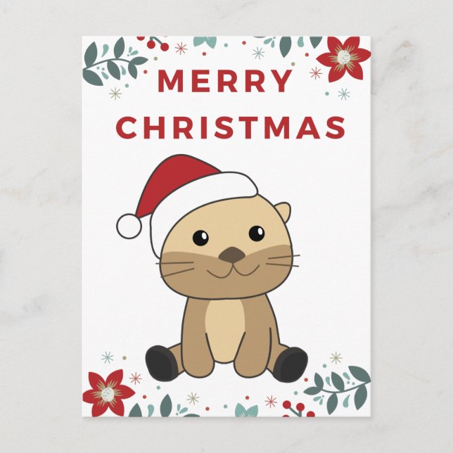 Otter Christmas Snow Winter Animals Otter Holiday  (Front)