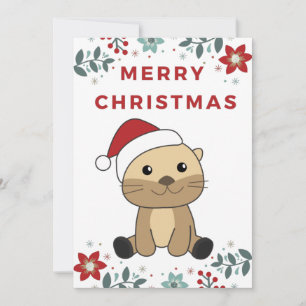 Otter Christmas Snow Winter Animals Otter Holiday  Card