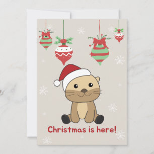 Otter Christmas Snow Winter Animals Otter Holiday Card